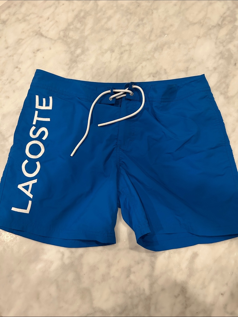 Lacoste Royal Blue Swim Board Shorts with White Logo
